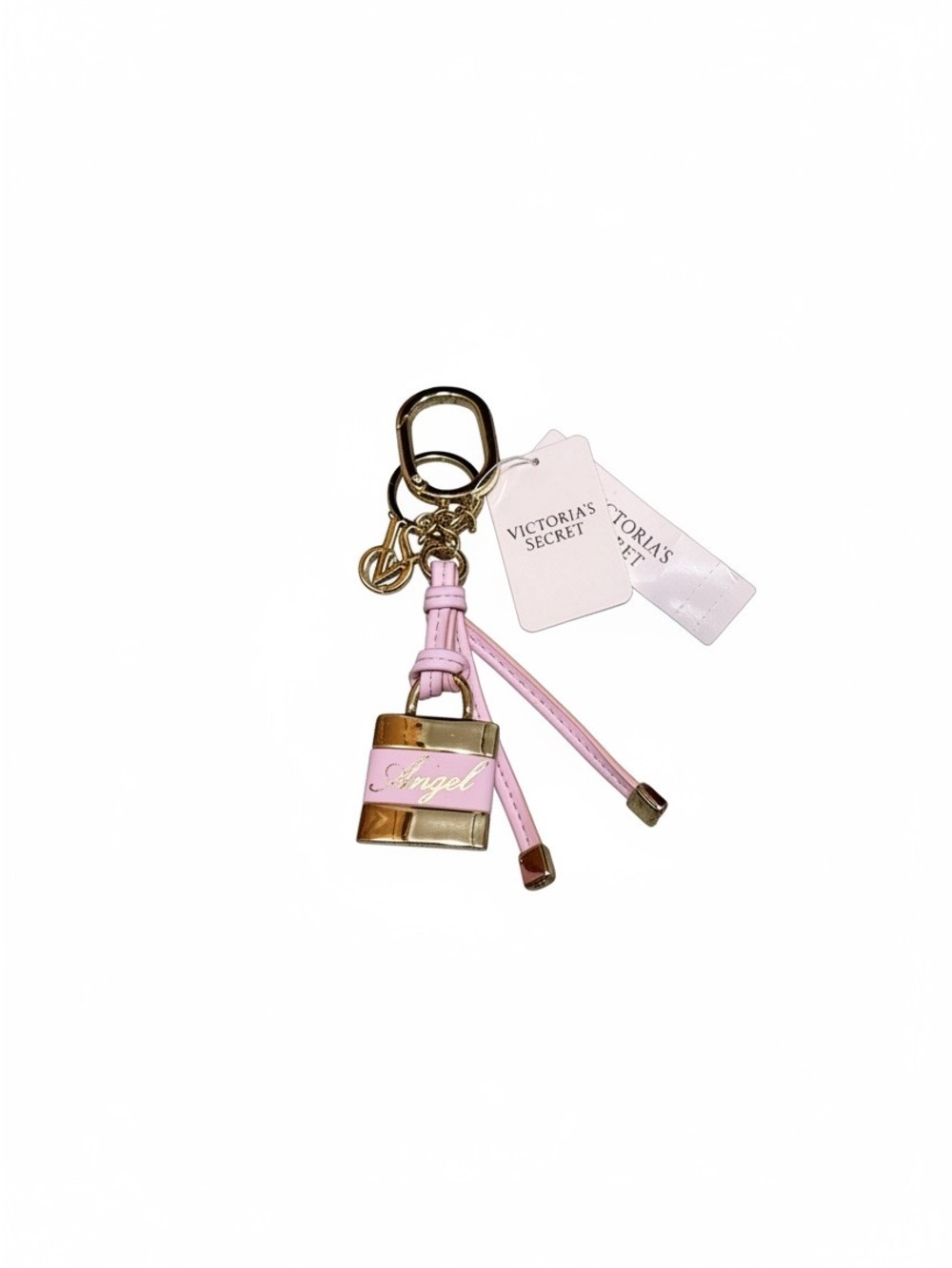 Victoria's Secret Pink & Gold 'Angel' Padlock Keychain Charm